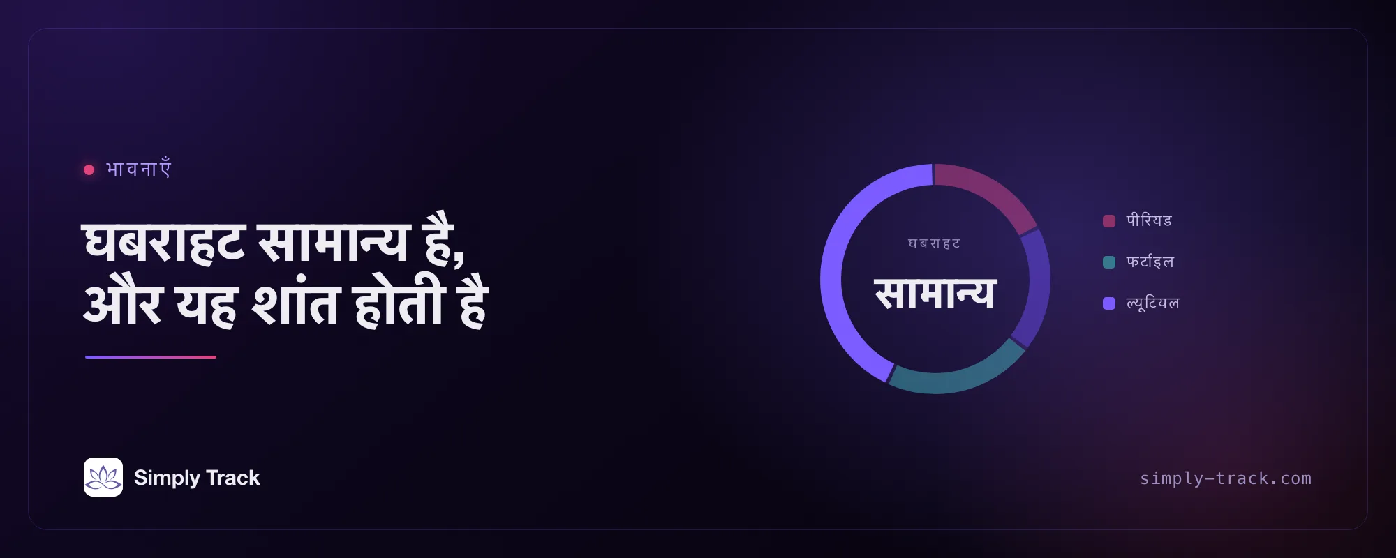 कवर आर्टवर्क: ल्यूटियल चरण को हाइलाइट करता एक चक्र डायल, जिसका शीर्षक है «घबराहट सामान्य है, और यह शांत हो जाती है»