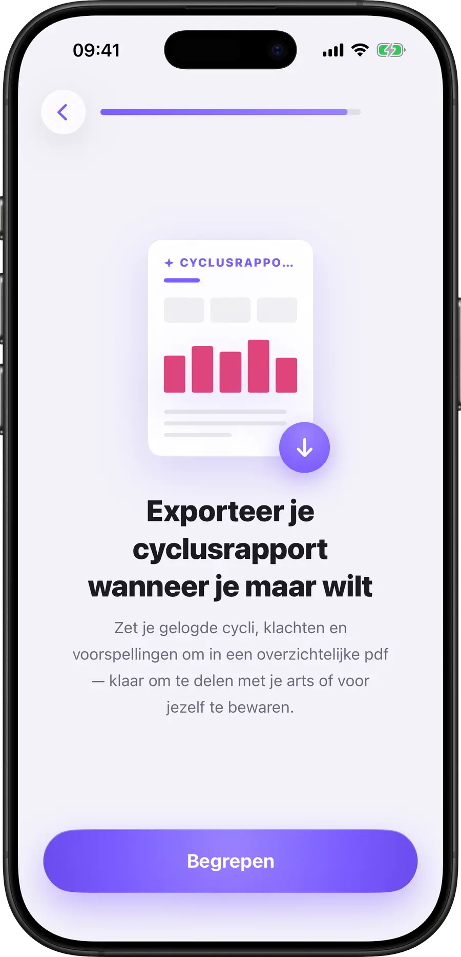 Voorbeeld van het Simply Track PDF-artsenrapport