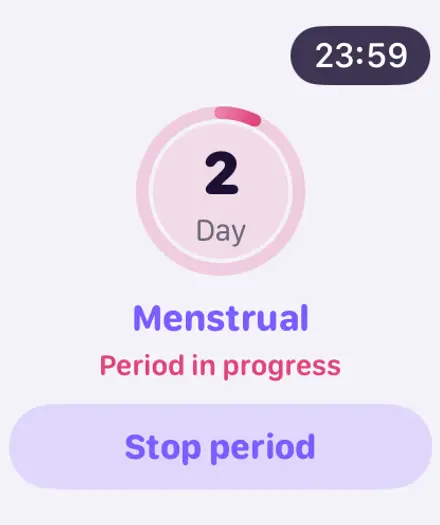 Simply Track op Apple Watch terwyl ’n menstruasie dopgehou word